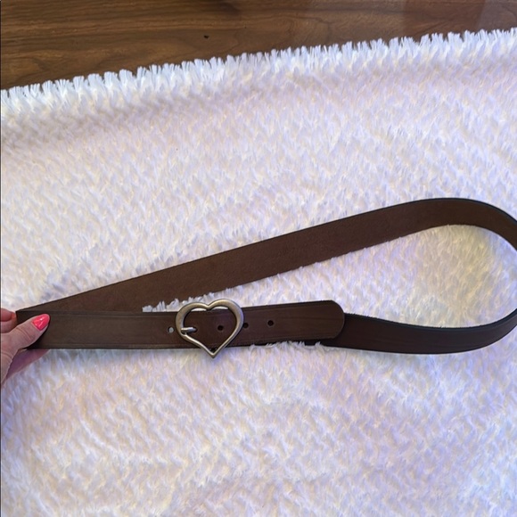 Brown Leather Belt with Silver-Toned Hardware - Picture 1 of 2